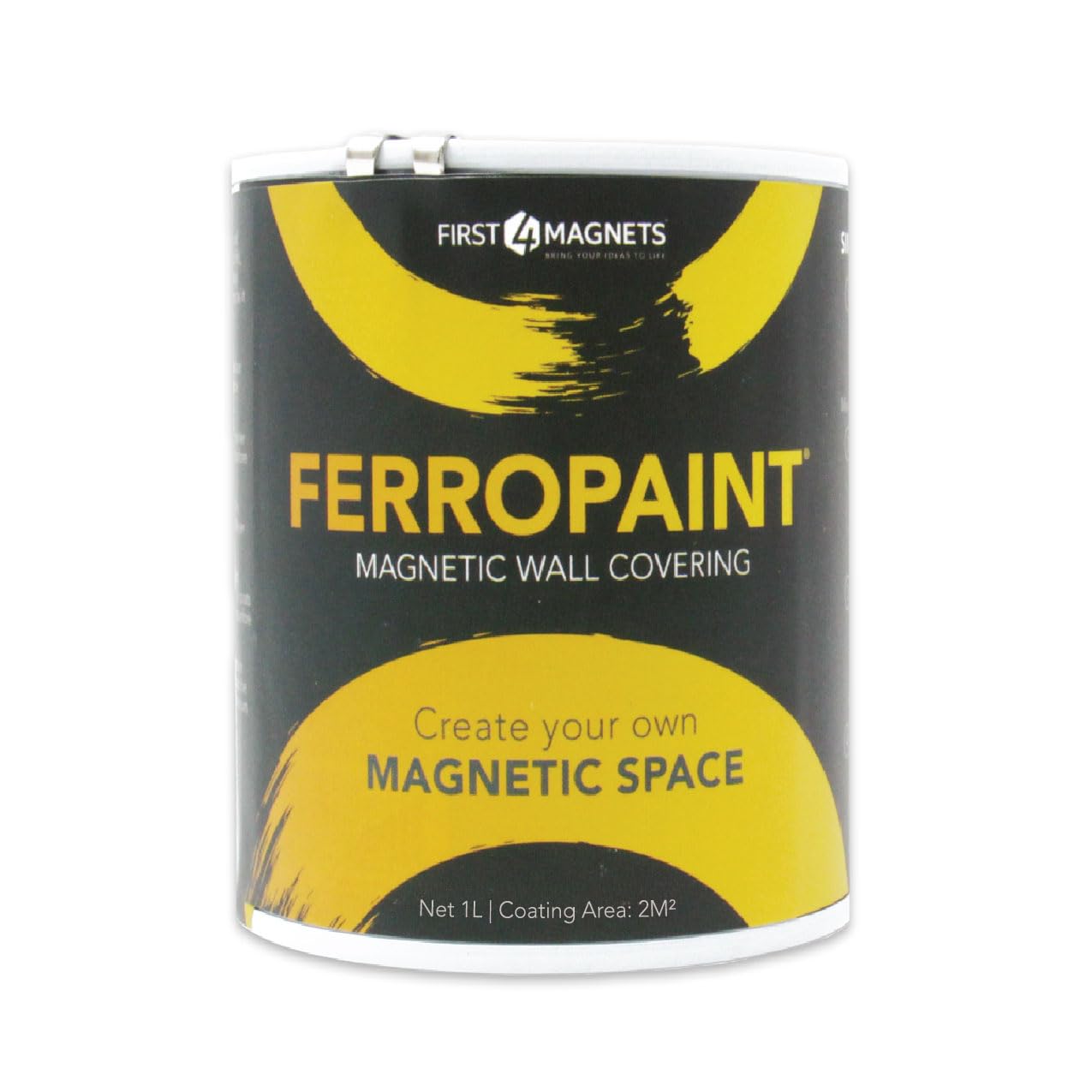 Ferropaint® Charcoal Magnetic Lack Für Wände, Schlafzimmer, Büro, Küche, Spielzimmer, Klassenzimmer, Diy und Renovierung - 1 Liter - 10 Dosen