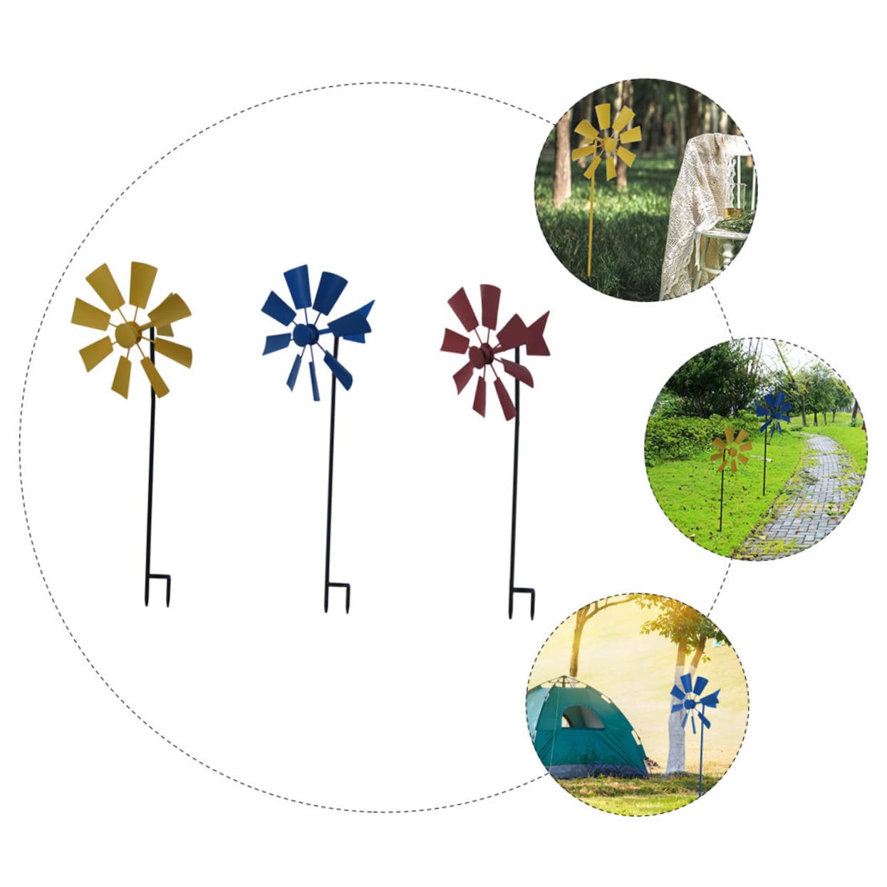 Toddmomy 3stücke Metall Windräder Für Garten Bunte Deko Windspinner Für Außenbereich Rotierende Gartenkunst Für Und Hochzeiten Kreative
