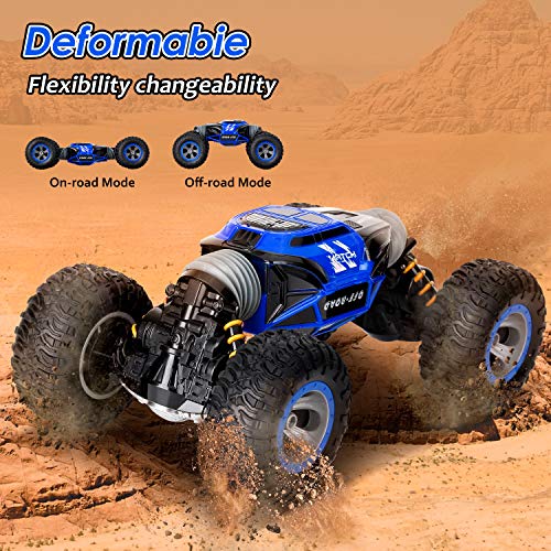 KingsDragon Remote Control Car,2.4 GHZ High Speed Stunt RC Racing Cars RC Rock Crawler w/ Rechargeable Batteries,Indoor Outdoor Motors Vehicles Buggy Hobby Car Toy Gifts for Boys Girls-Blue