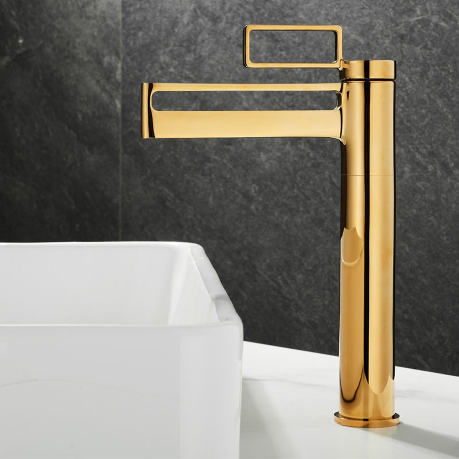 Grifo Lavabo en Cascada Grifo de Lavabo Grifo de Cascada Monomando Grifos Mezclador de Baño Grifo de Baño Lavabo Cascada Dorado Alto Grifo de Lavabo para Baño