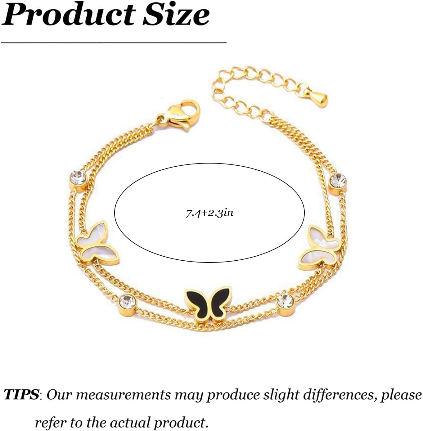 Rhinestone Bracelet for Women Layered Heart Butterfly Charm Rhinestone Bracelet Jewelry Bridesmaid Gift for Wedding Prom Party for Birthday Friendship Sister - Image 6