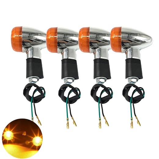 Universal 4pcs Motorcycle Turn Signals Chrome Bullet Front Rear Lights...
