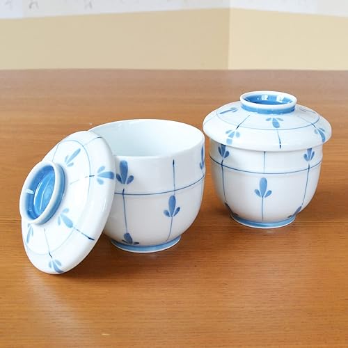 Miniatura 2 de 有田焼やきもの市場 Chawanmushi - Juego de 2 vasos japoneses Chawan Mushi Arita Imari fabricados en Japón Mebae