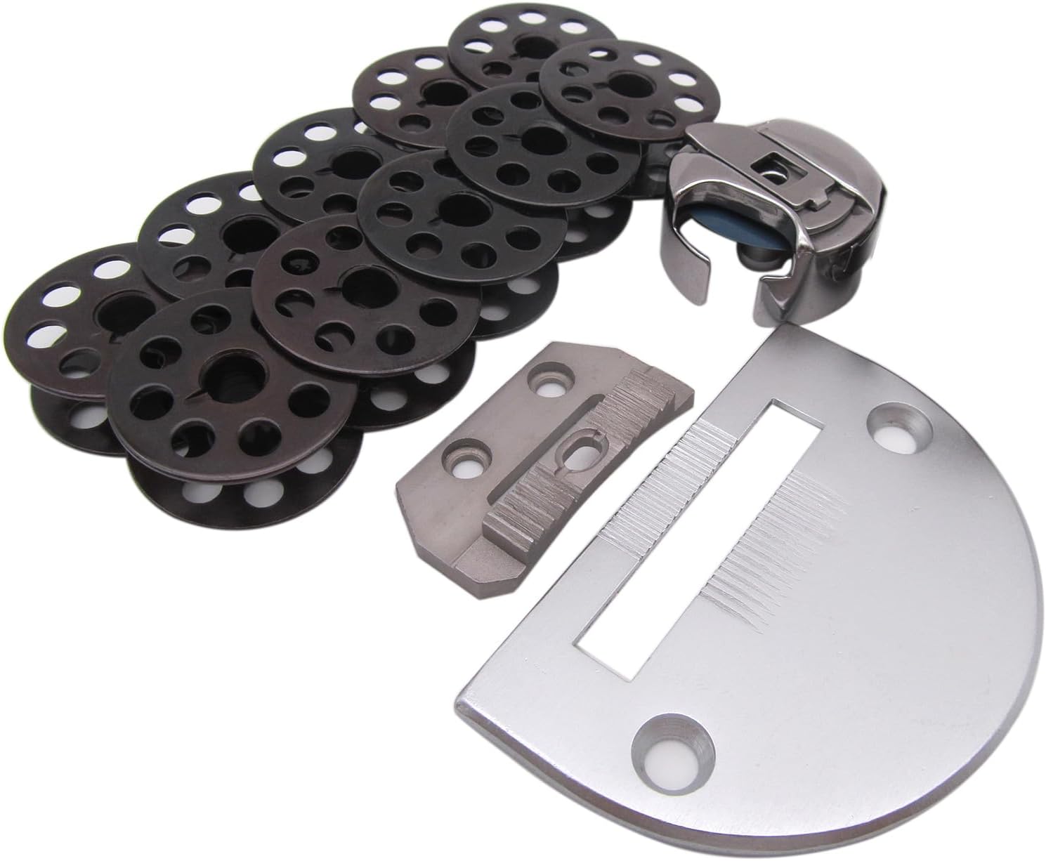 CKPSMS Brand - #BC-DBM(2)-NBL1+18034B 10PCS+18030+18031 Bobbin Case &.Bobbins & Needle Plate & Feed Dog FIT for Consew 206RB Juki DNU-241 DNU-1541