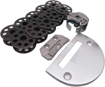 CKPSMS Brand - #BC-DBM2-NBL1+18034B 10PCS+18030+18031 Bobbin Case &.Bobbins & Needle Plate & Feed Dog FIT for Consew 206RB Juki DNU-241 DNU-1541