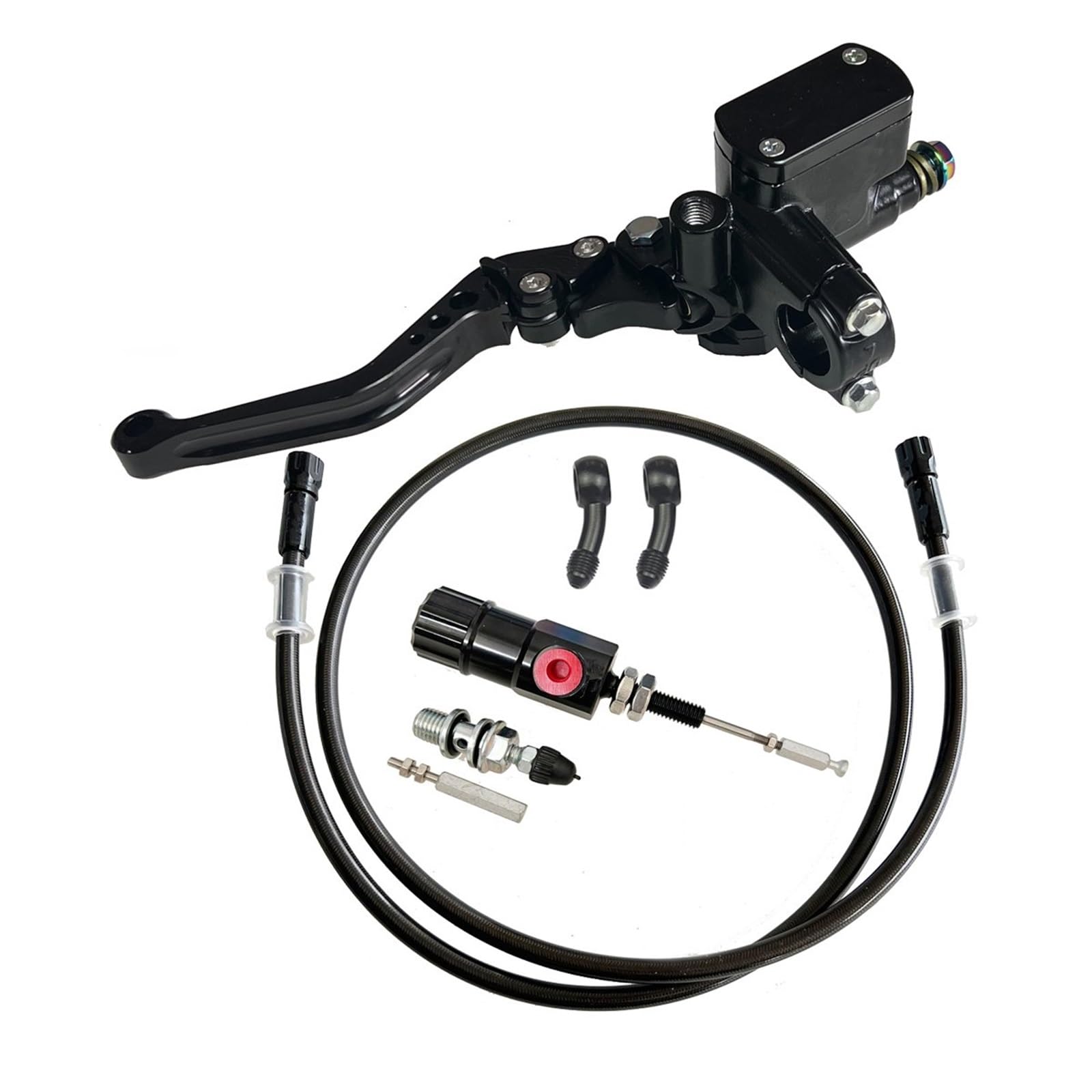 Iukmr Black Clutch Set Motorcycle Clutch Brake Lever 14Mm Piston Motorcycle Hydraulic Clutch Kit Brake Master Cylinder 1200Mm Hose(Black Clutch Set)