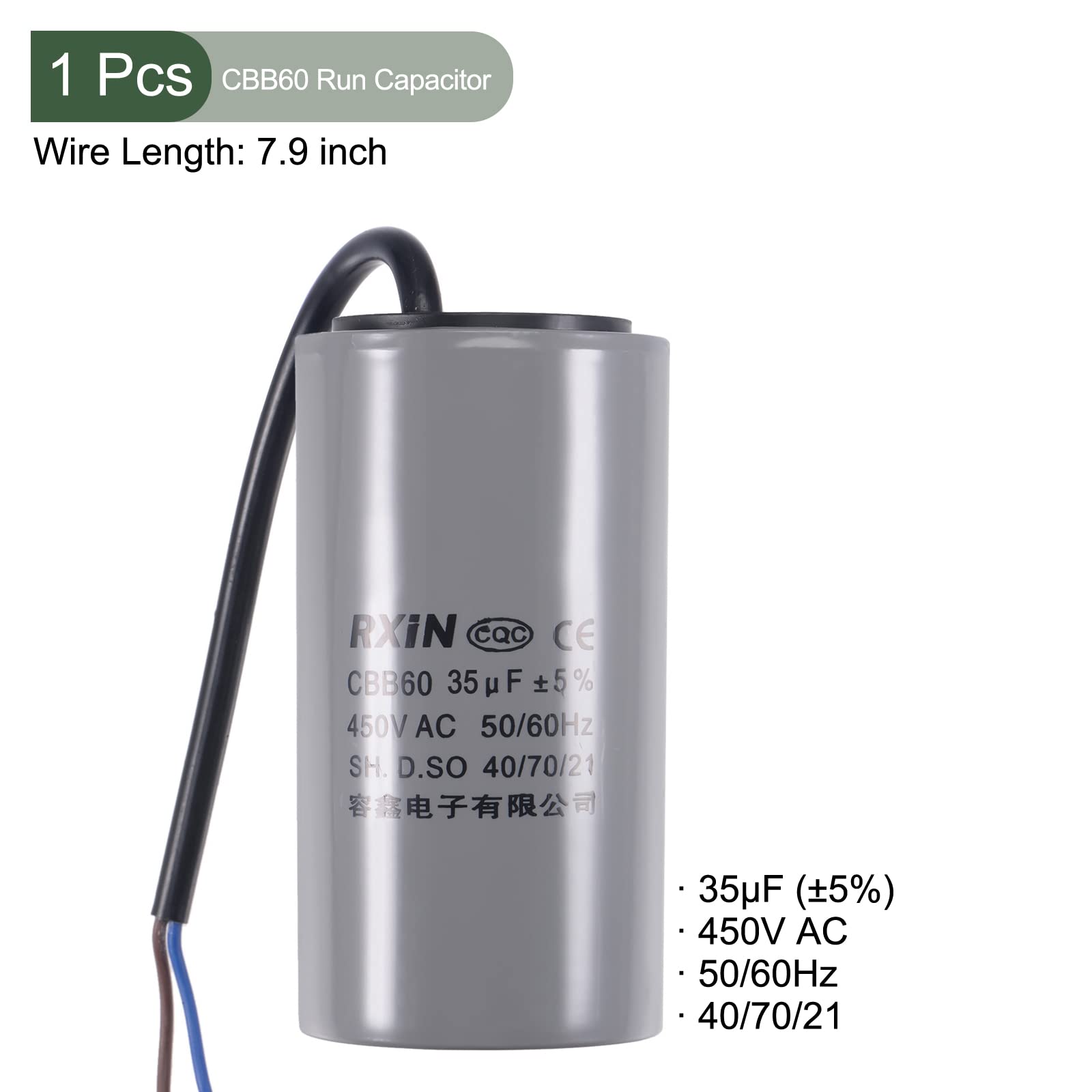 Condensatore CBB60 50uF, Condensatore Di Avviamento Motore CBB60 450V Cavo Condensatore Microfarad 50uF Per L'avvio Del Motore, Condensatore Di - Foto 5