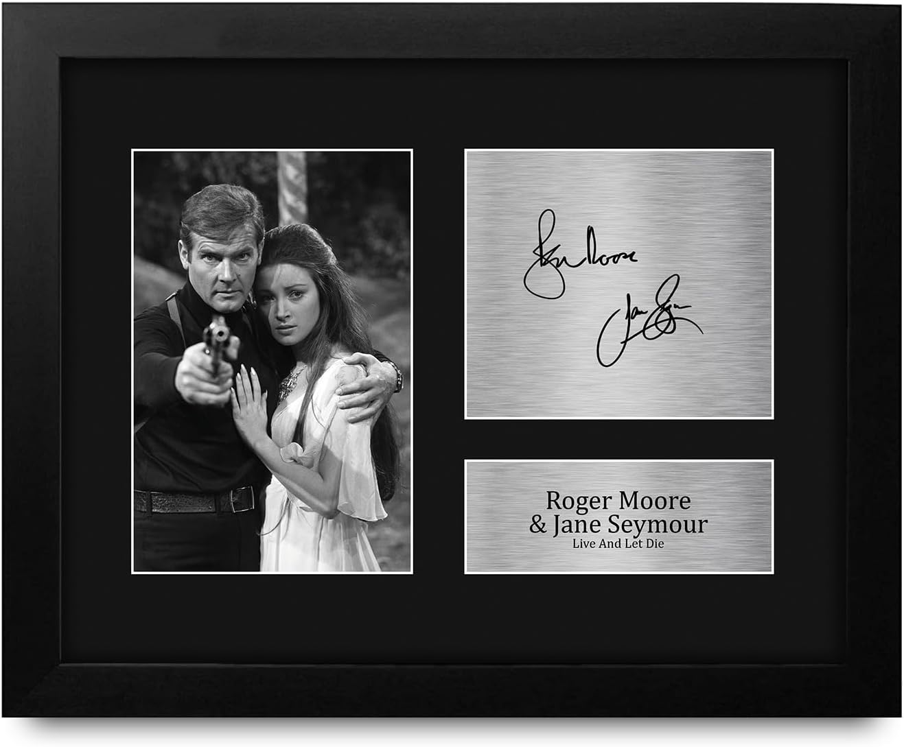 HWC Trading Roger Moore & Jane Seymour James Bond Live And Let Die Framed Gifts Printed Signed Autograph Picture for Movie Memorabilia Fans - US Letter Size