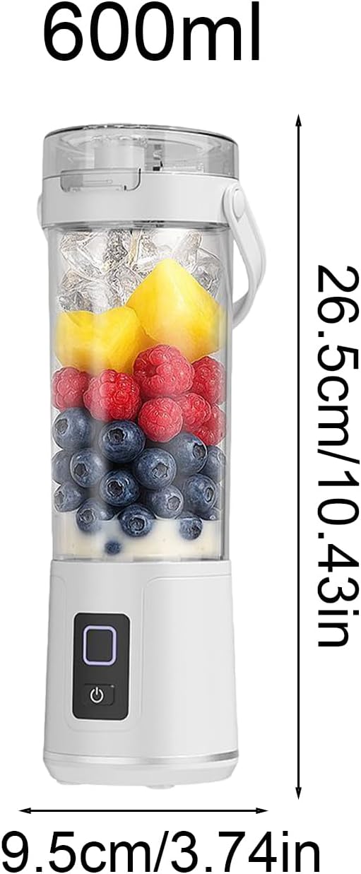 Portable Blender Cup 600ml 2-in-1 Rechargeable Leakproof Cup