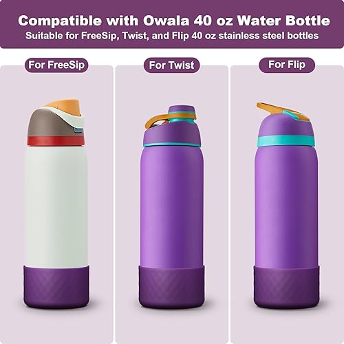 Vista 343 de 2PCS Silicone Water Bottle Boot for Owala 24oz 32oz 40oz, Anti-Slip Protective Sleeve Bottom Bumper Protector for FreeSip, Twist, and Flip Stainless