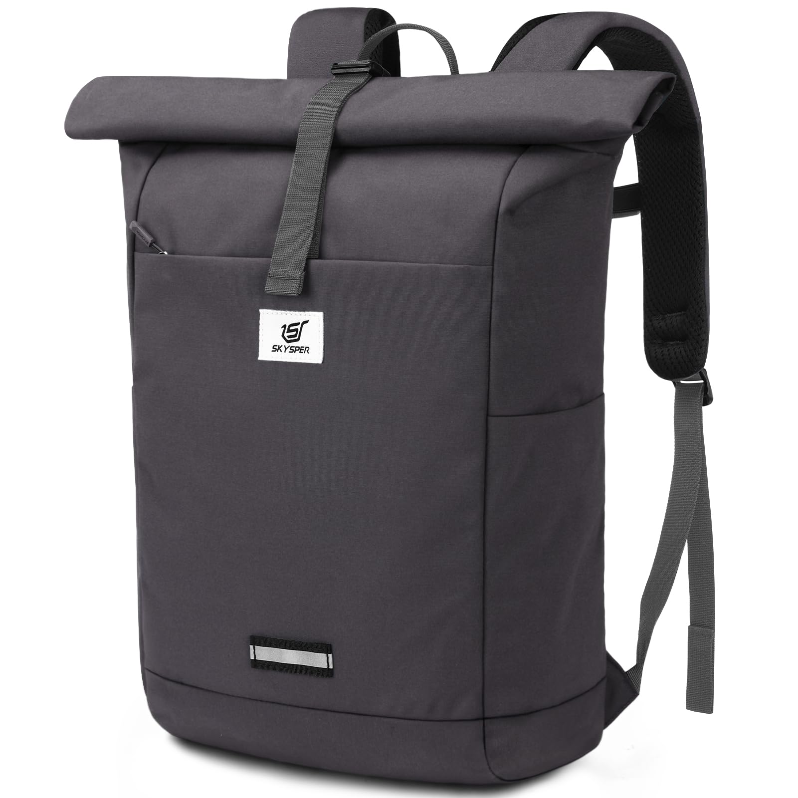 SKYSPER Rolltop Rucksack für Herren Damen mit Laptopfach Reiserucksack für Fahrrad Uni Arbeit Unisex Laptop Backpack Schulrucksack