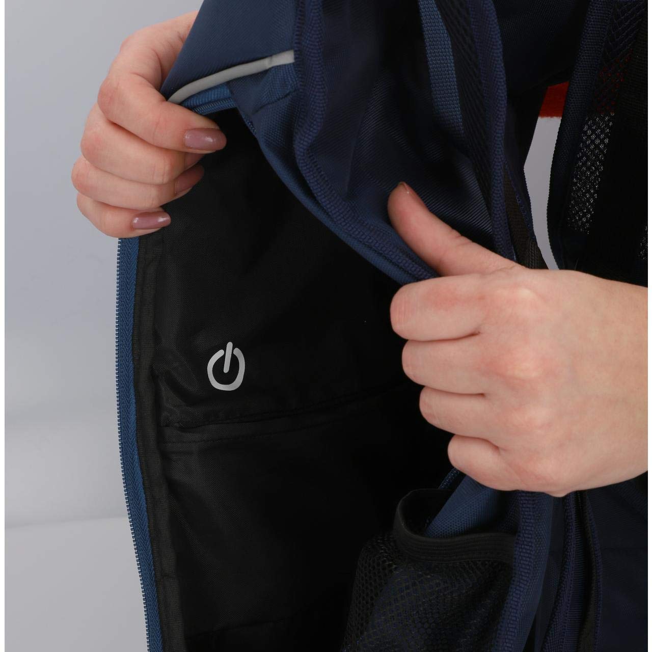 Fischer Sac à Dos avec Fonction Clignotante pour vélo, Scooter électrique, Scooter et Loisirs, Clignotants LED pour Plus de sécurité, visibilité jusqu'à 15 Heures, 16 litres