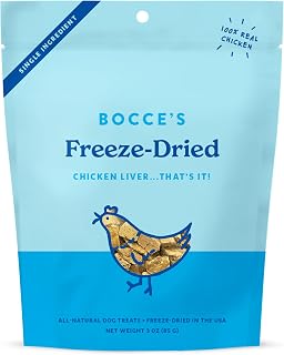 Bocce's Bakery Freeze Dried Chicken Liver Treats for Dogs - All-Natural, Freeze-Dried Treats Made with One Ingredient, Made in The USA, 3 oz