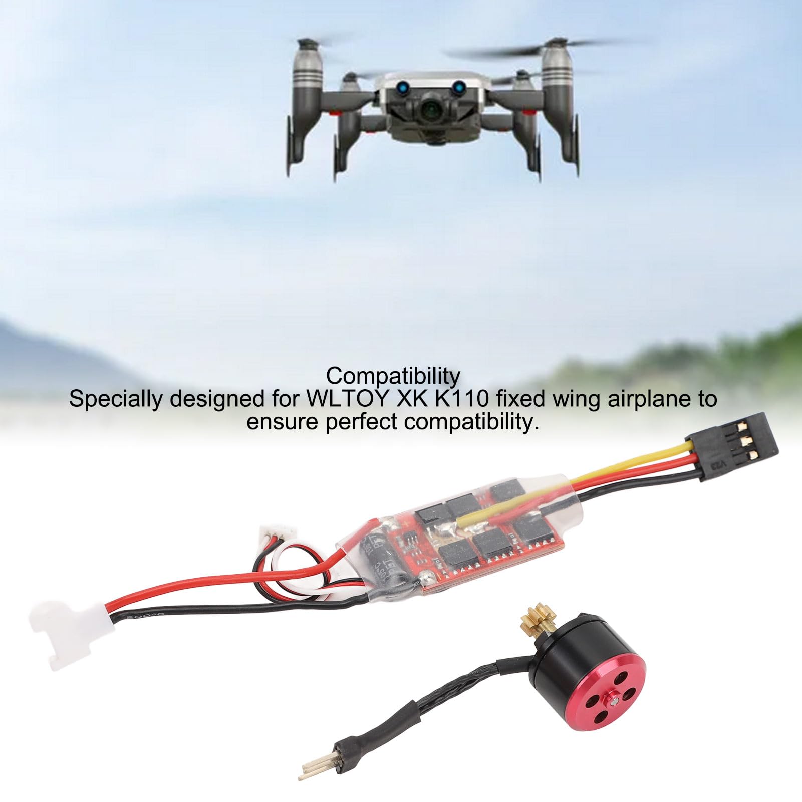 RC Airplane ESC Motor Set, RC Airplane Electric Speed Controller Power Output Motor Parts for XK K110 Fixed Wing Airplane