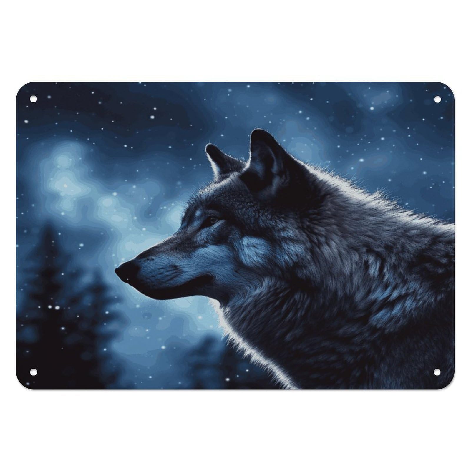 Fekiloot Style Lonely Wolf Wall Decor Iron Painting Metal Sign