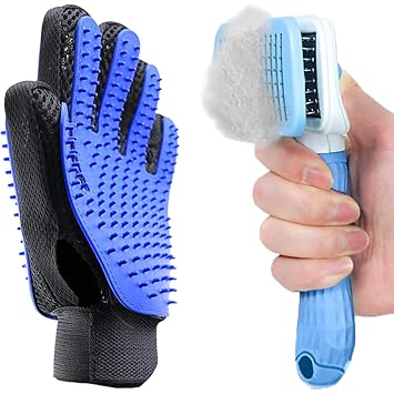 Dog & Cat Brush for Shedding and Grooming +Two-Sided Pet Hair Removal Glove - Slicker brush -Perfect for Dogs & Cats with Long & Short Fur - pet supplies 2 set
