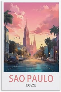 Rylvlrie Sao Paulo Brazil Vintage Travel Poster 08x12inch(20x30cm) Canvas Poster Wall Art Living Room Home Decor