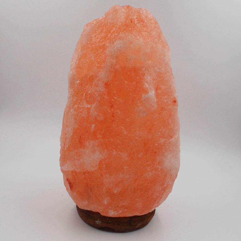 Lámpara de Sal para el hogar, lámpara de Sal Rosa del Himalaya, Cristal de Roca 100% Natural, Base de Madera, luz de Noche para Dormitorio con Fuente de luz