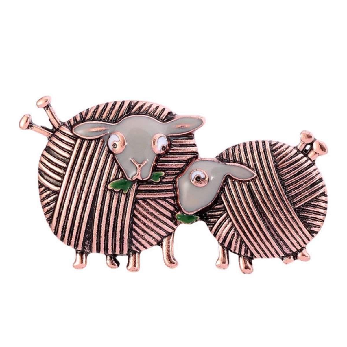 Yahoya Women's Antique Copper Plated Fashion Vintage Ball Of Yarn Sheep Brooch Badge Animal Pins Enamel Jewelry For Brooch Shirt Coat Daily Party Gift