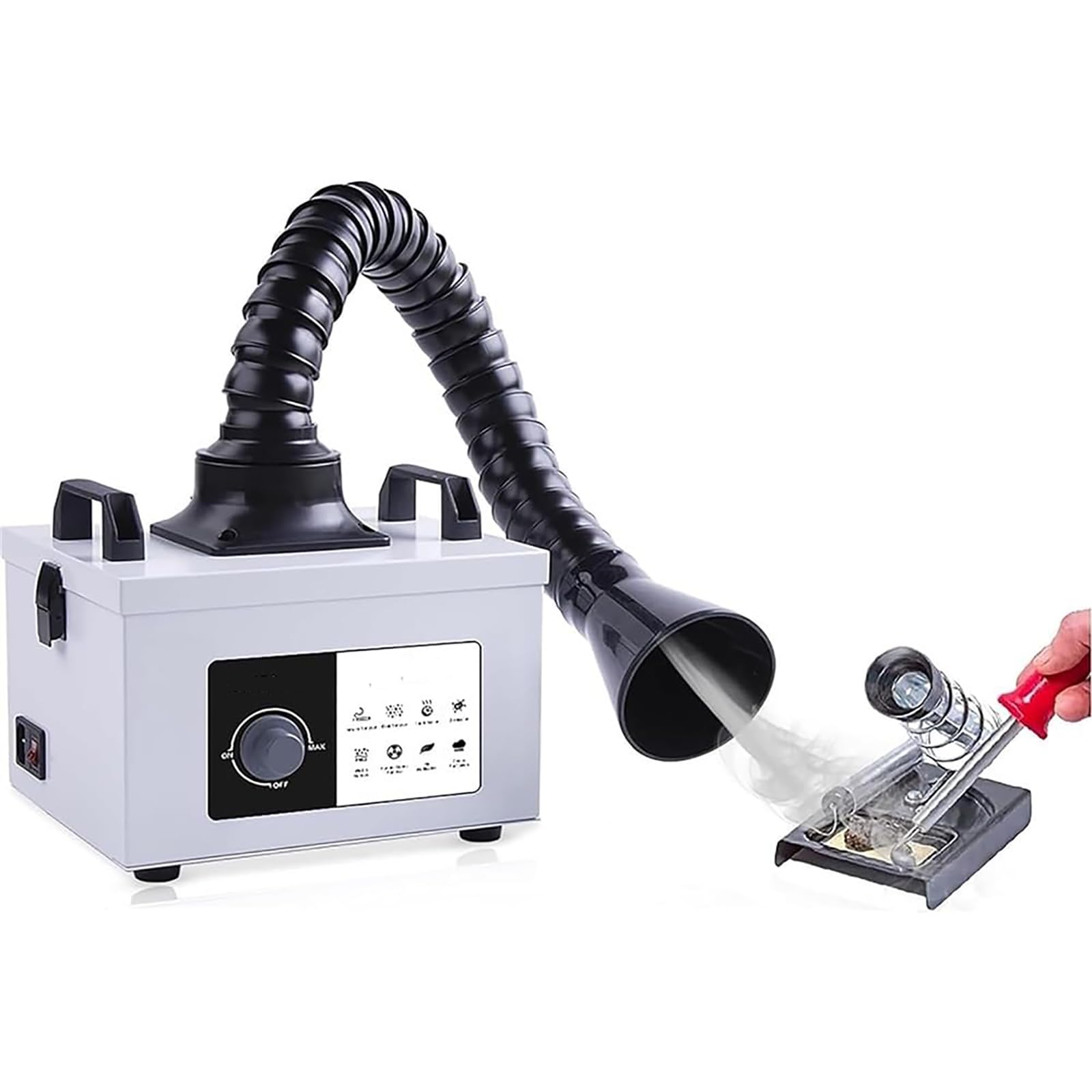 Extractor de humos de soldadura de 150 W con motor de cobre puro, filtración de 3 capas, alto volumen de flujo de aire 258 m³/h, ideal para proyectos de soldadura de bricolaje