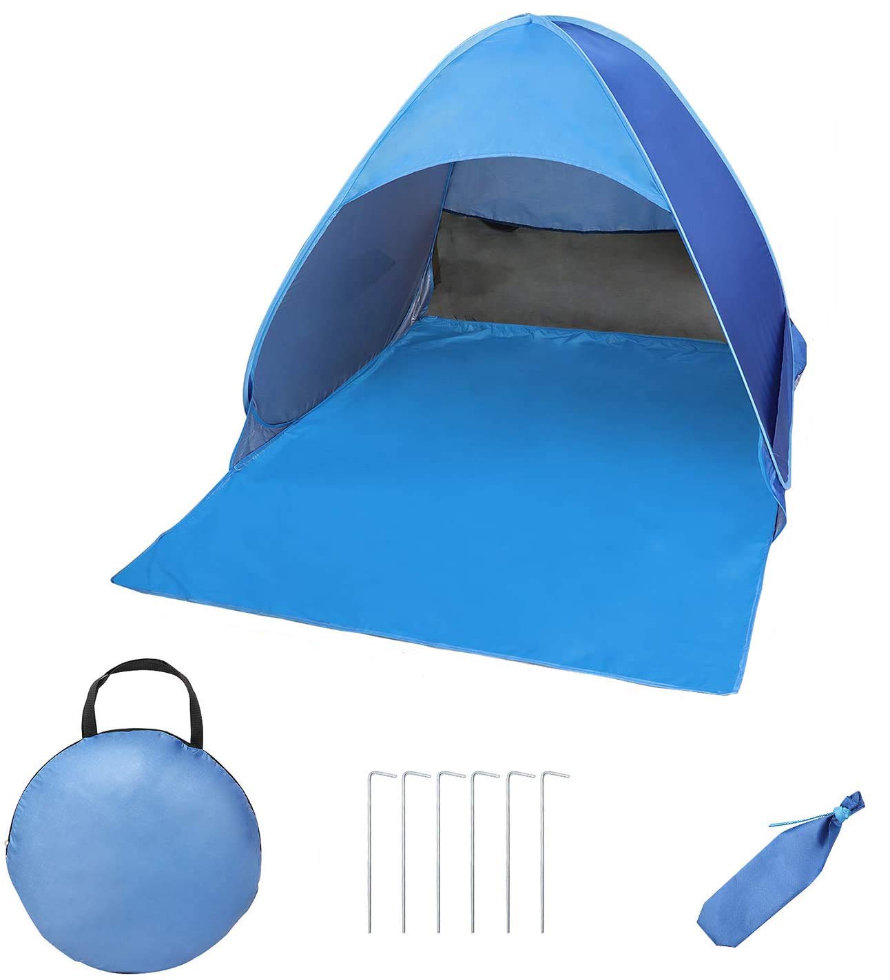 DELFINO Pop Up Beach Tent Portable Sun Shade Shelter Camping Tent for Kids and Adult Blue Come with Carry Travel Bag & Tent Pegs Pop up Baby Beach Tent Baby Tent with Folding