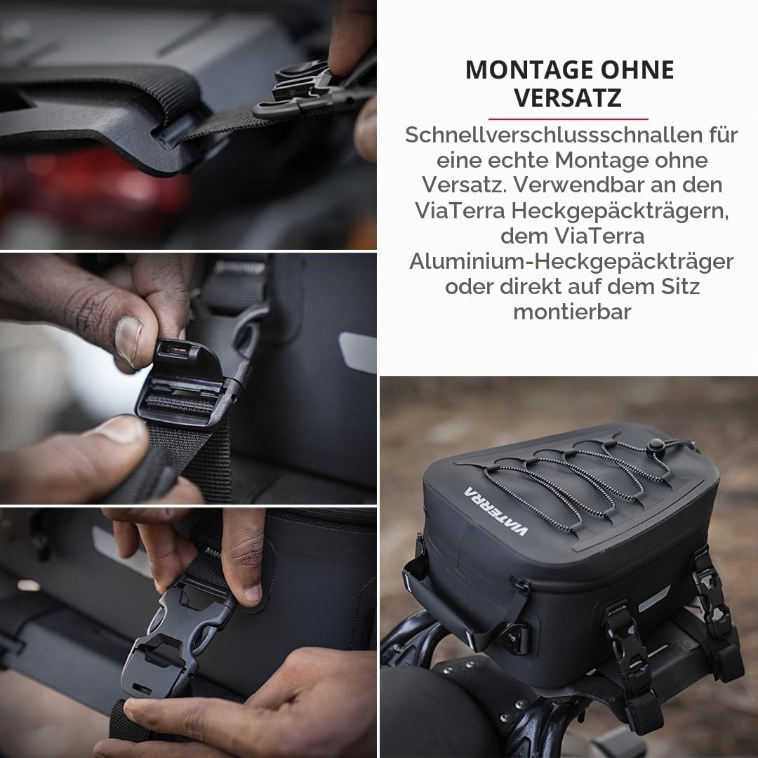 ViaTerra 6L wasserdichte Hecktasche Universal-Motorradsitztasche