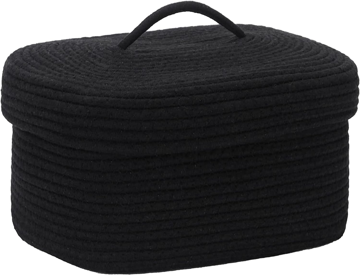 BUNAII Jute Cotton Rope Handmade Storage Organiser Box With Handle Opener For Living room, Bathroom and for multipurpose uses (PAck Of 1) black (14 x 10 x 6) Cm-image-5
