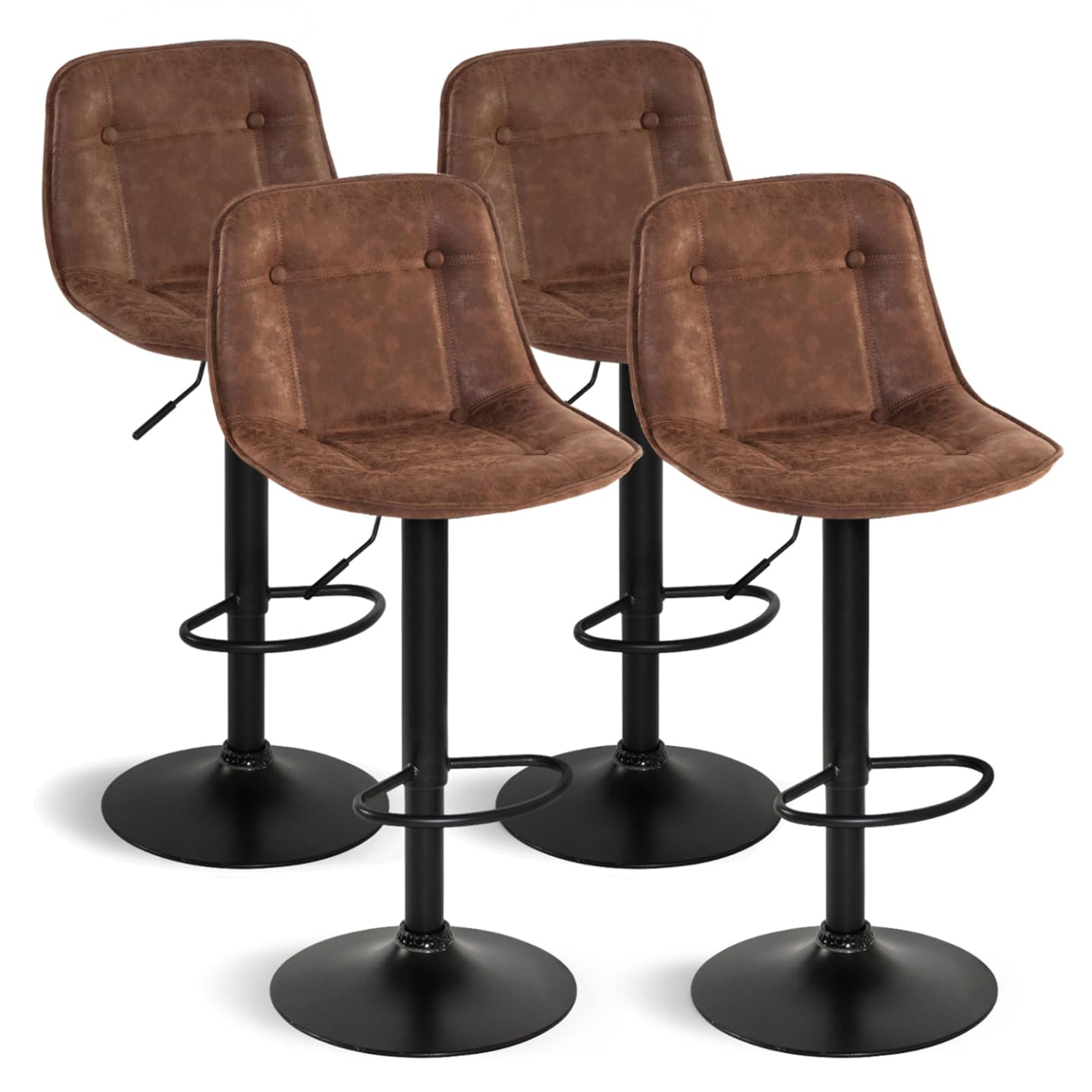IDMarket - Lot de 4 tabourets de Bar Denver Marron Vintage