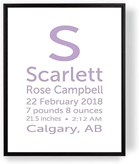 [SF Customizables] Custom Newborn Baby Birth Stats Birth Announcement, Boy Girl Nursery Art Gift, Personalized Birth Detail Print, Last minute gift ideas [Framed Poster]