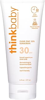 Thinkbaby Mineral Sunscreen, SPF 30 Clear Zinc Oxide Baby Sun Screen, 6 ...