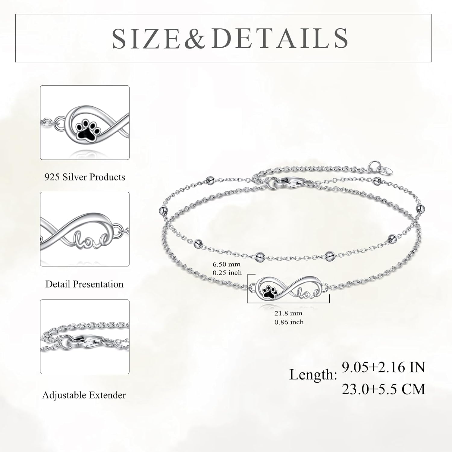 TIGER RIDER Dragonfly Anklet Sterling Silver Dragonfly Gifts Jewelry for Women with Crystal Birthday Anniversary