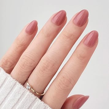ohora Gel Press On Nails |Pink, Solid, Short Oval | Rosewood