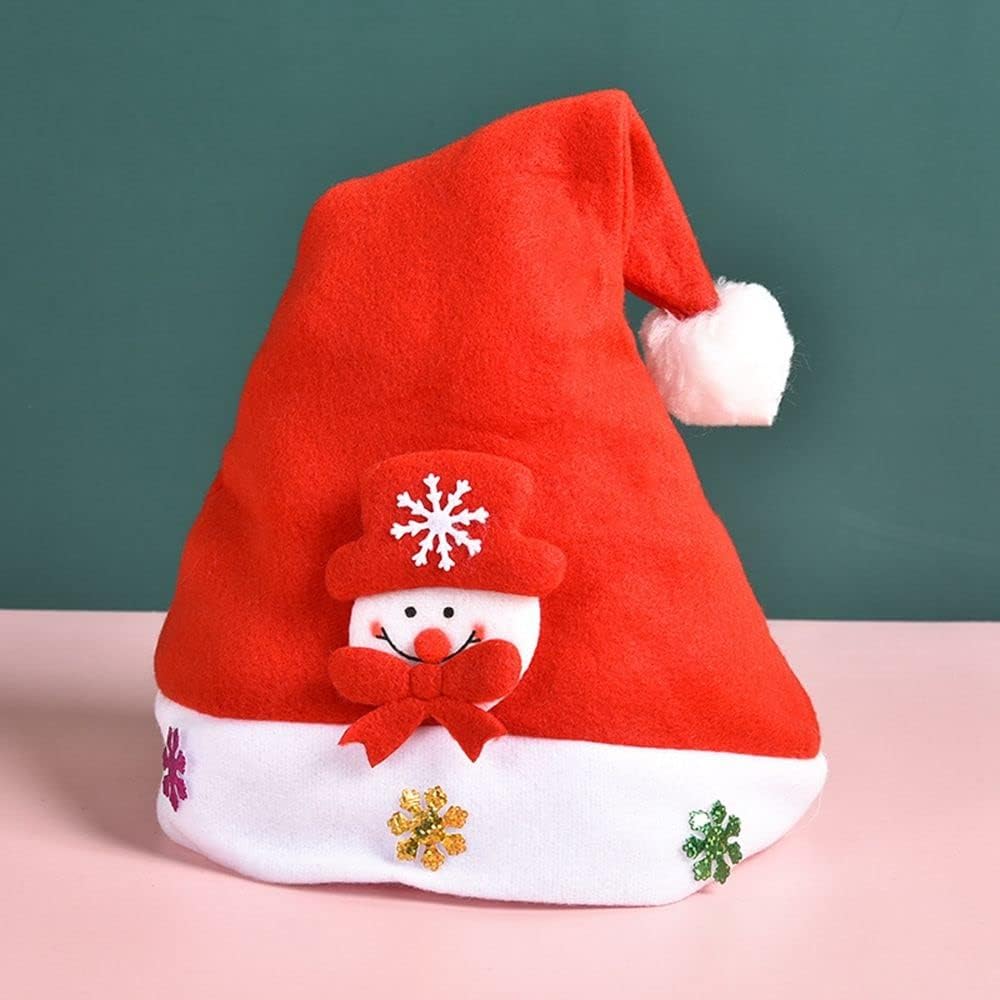 Christmas Hat Printed Santa Claus Christmas Decorations For Adult Children For Home Xmas Xmas Caps Party Supplies Christmas Ornaments(2)