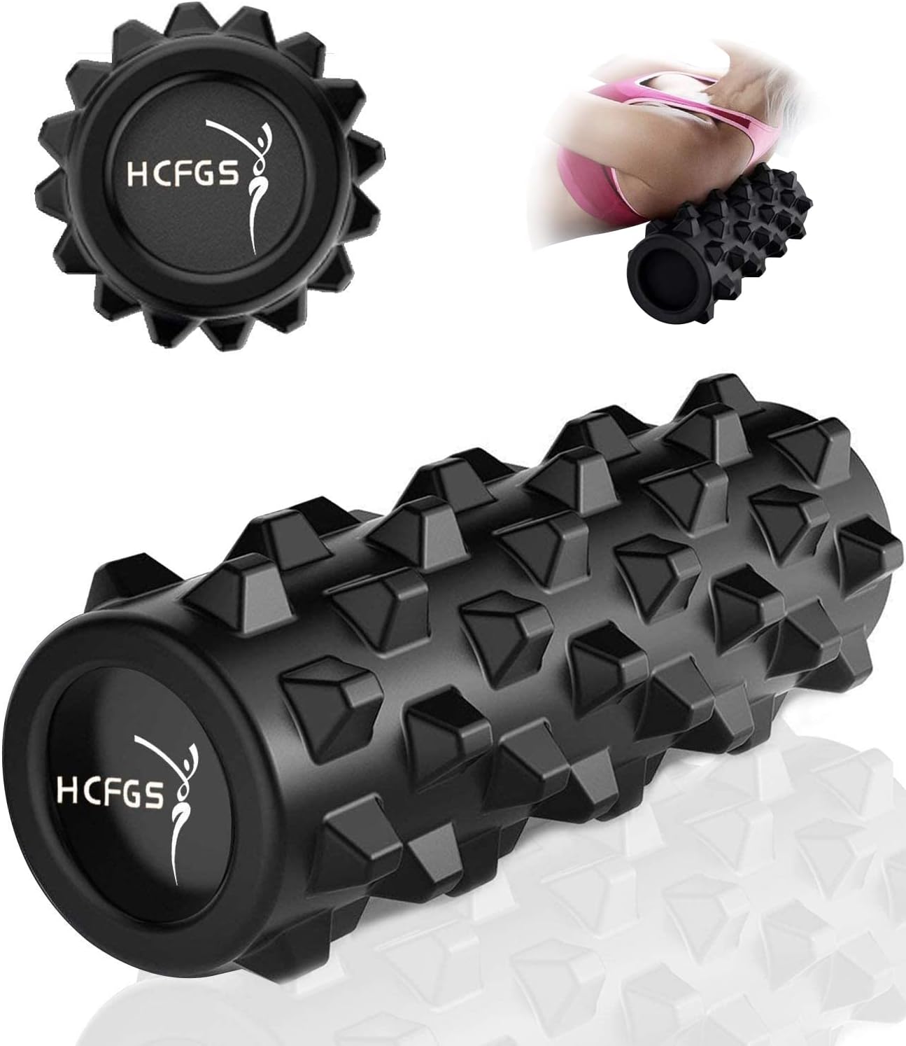 Foam Rollers, Trigger Point Fitness Foam Roller Deep Tissue Muscle Massage Roller Yoga Pilates Roller for Relax Muscles, Balance Exercises, Physical Therapy, Pain Relief (Black 13 inch)