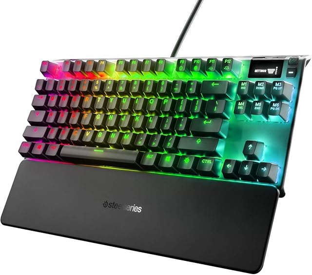 SteelSeries Apex Pro TKL - Mechanical Gaming Keyboard - Adjustable Actuation Switches - OLED Smart Display - Compact Form - American QWERTY Layout - Compact (TKL)
