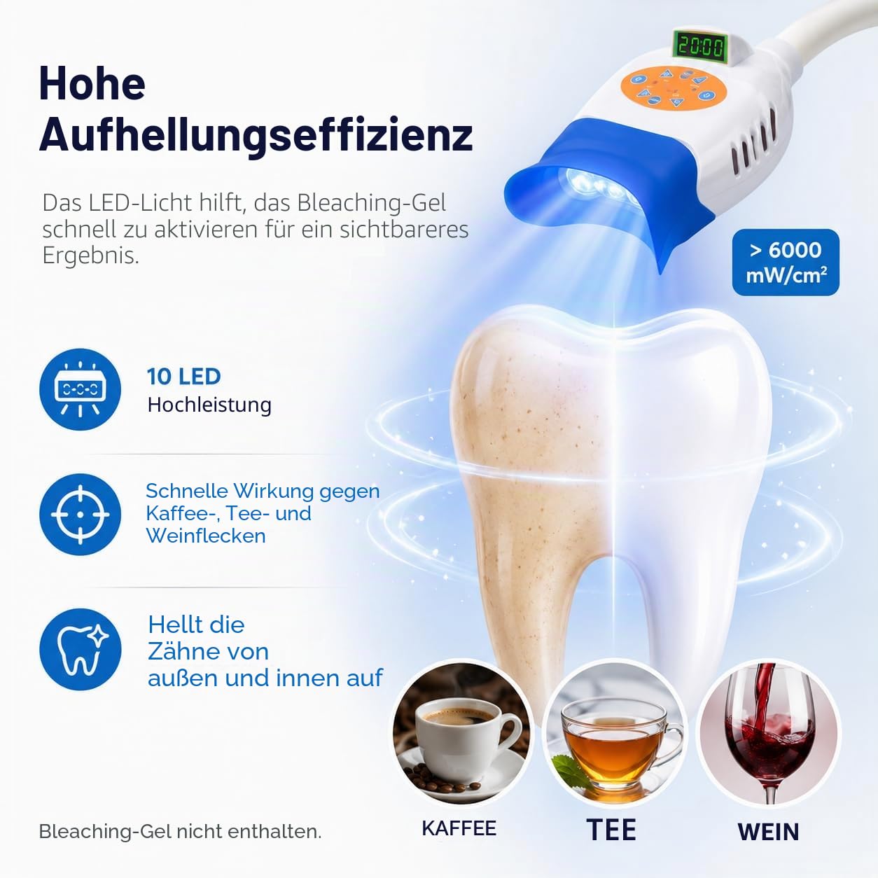 Dental Led Zahnweiß Bleaching Lampe,Professionelle Zahnweiß-Maschine Led-Licht, Mobile 36w Dental Zahnweiß-Lampe Bleaching, ZahnweißEr 2 Farben Blau/Rot Licht