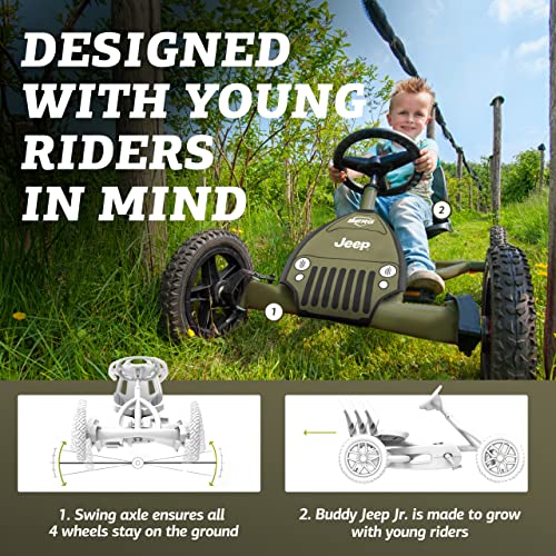 Berg Toys - Buddy Jeep Junior Pedal Go Kart - Go Kart - Go Cart For Kids - Pedal Car Outdoor Toys For Children Ages 3-8 - Ride On-Toy - Bfr System - Adjustable Seat - Pedal Kart For Kids #TOP2
