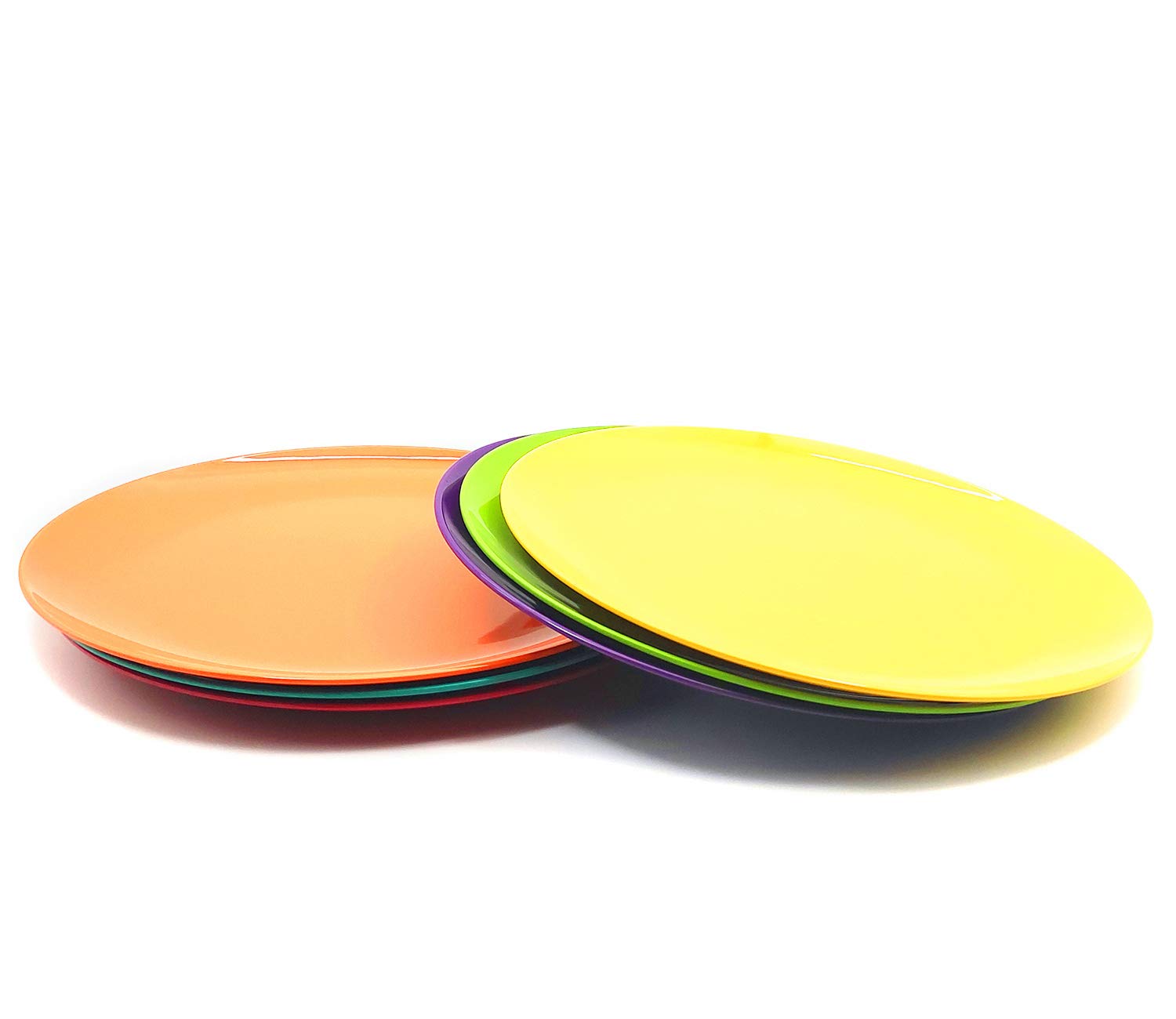 KOXIN-KARLU Piatti in melamina, 26,7 cm, set da 6 in 6 colori assortiti, 100% melammina, lavabili in lavastoviglie, senza BPA