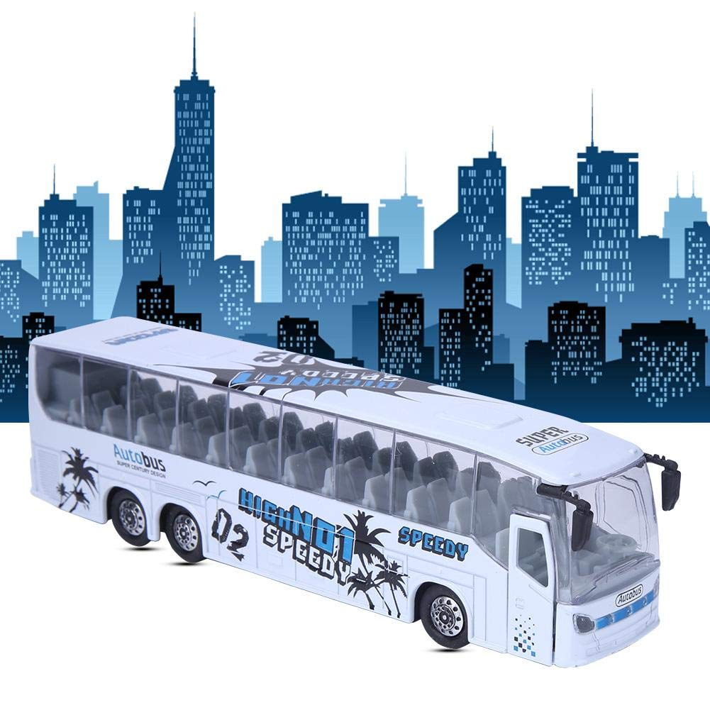 Zerodis 1:50 Lega modellata veicoli Giocattoli Simulazione Transit Bus Modello Lega Pull-Back Bus Giocattolo con Luce e Musica per Bambini (Bianco)