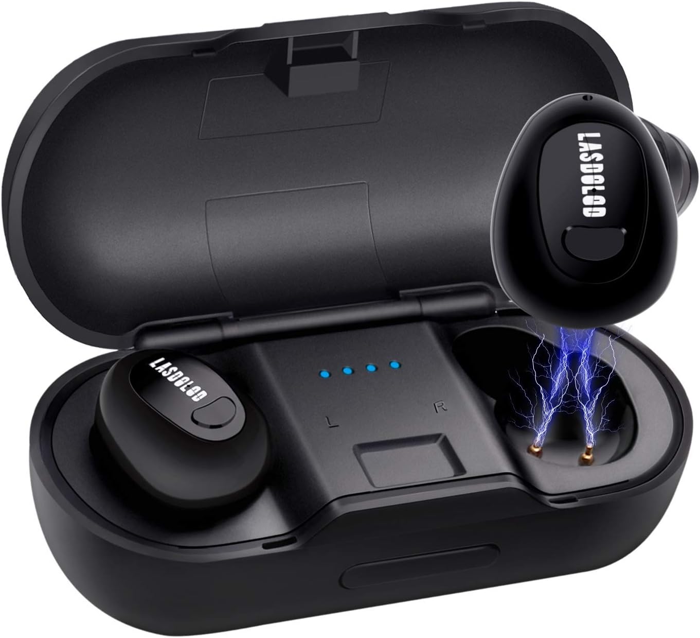 lasdolod True Wireless Earbud, Bluetooth 5.0 Wireless Ear Bud Truly Wireless Earphone HiFi Headphone with Microphone Wireless Headset with Charging Case for iPhone and Android