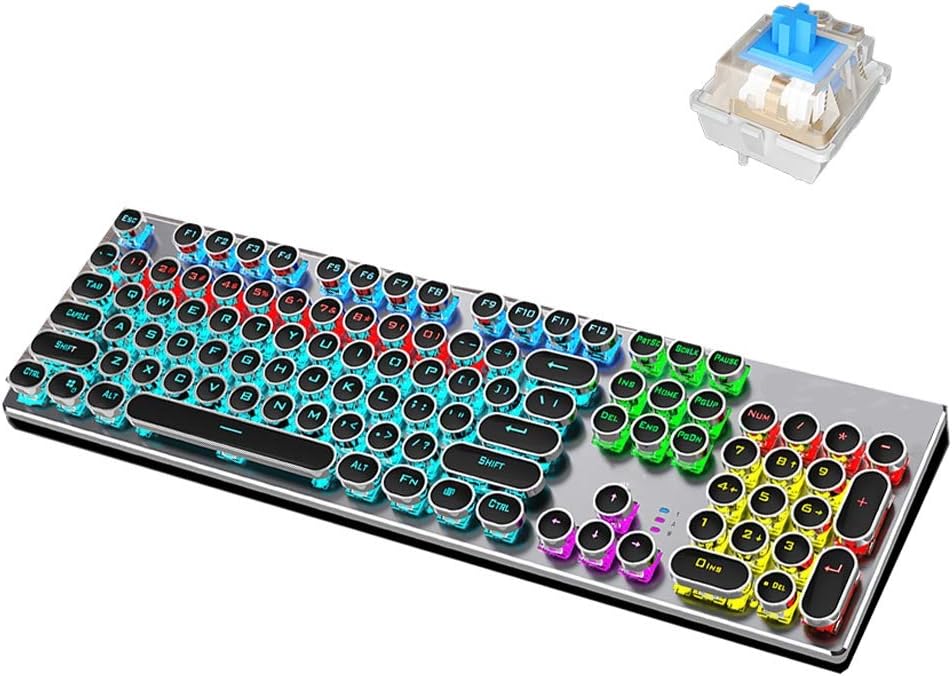 ARCH Retro Desktop Laptop Wired Keyboard,USB Gaming Keyboard with 104 Keys Keyboard Computer Ergonomic for Windows/PC/MAC/Desktop Gamer (Color : Black-Green Shaft)