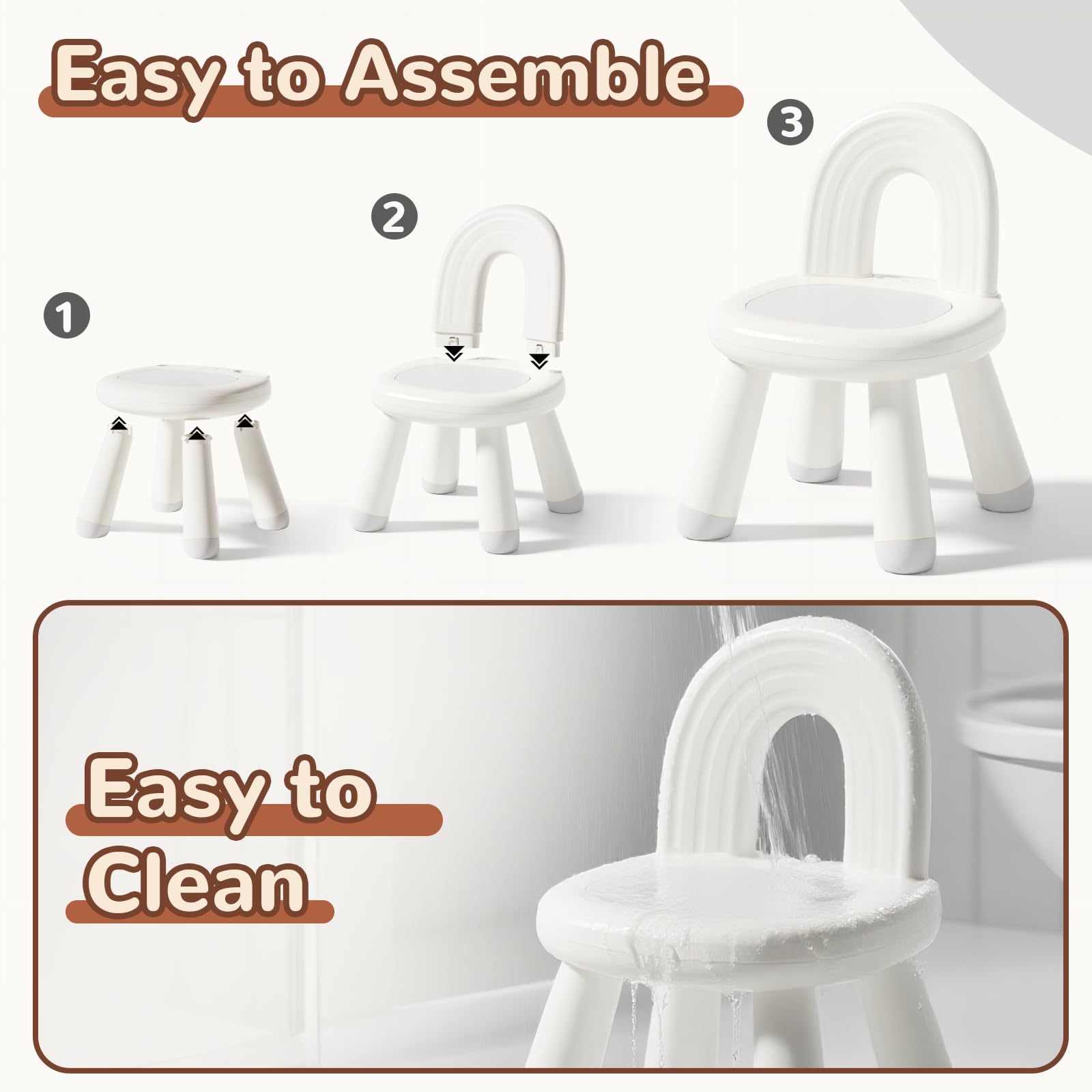 Silla para niños pequeños, silla ergonómica para niños, duradera y resistente, silla pequeña de plástico para niños de 1 a 3 años 7