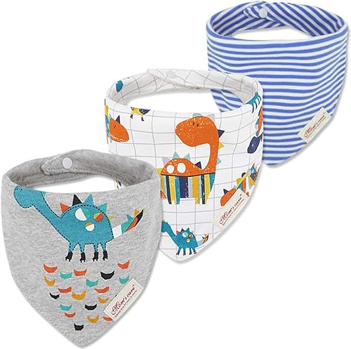 JN&LULU Paquete de 3 baberos de bebé recién nacido, bandana, baberos para babear, de algodón, regalos para bebés Bibelephant,Nube azul,Azul (Blue