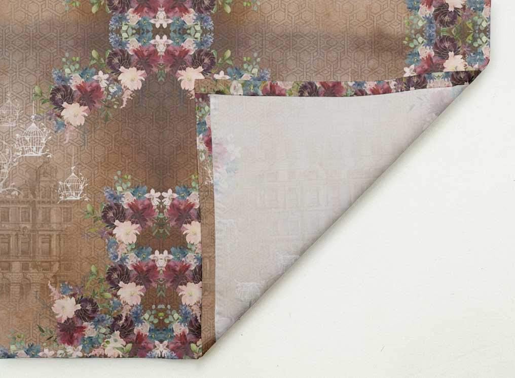 S4Sassy Brown Bird Cage & Peony Floral Cotton Napkin Printed Everyday Basic Washable Table Linen 22 x 22(Pack of 6)