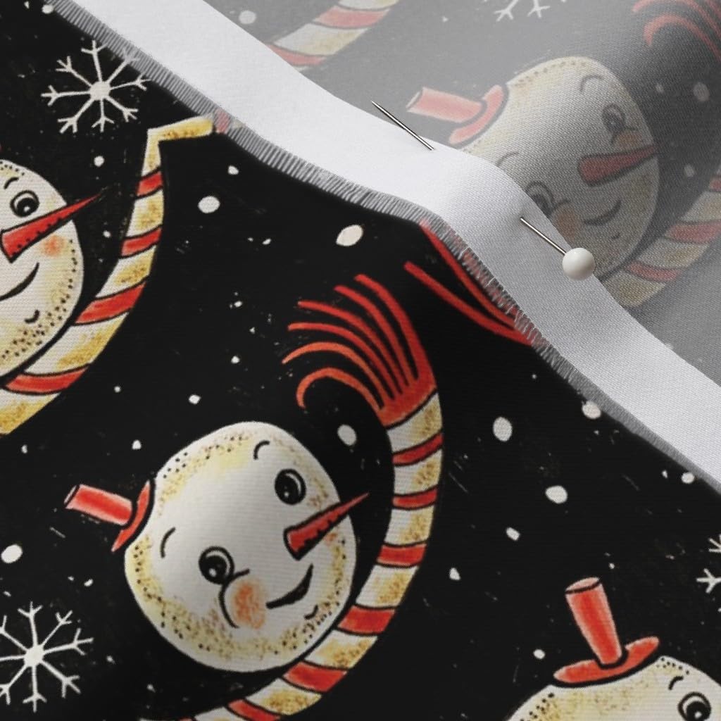 Spoonflower Fabric - Snowmen Snowman Snowflake Christmas Holiday Vintage Style Whimsical Printed on Organic Cotton Sateen Fabric by The Yard - Sewing Quilting Apparel Home Decor