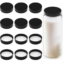 INCREWAY 12Pcs Plastic Bottle Lids, Replacement Bottle Caps for Glass Juice Bottles, Reusable Portable Lids for Juicing, Coffee, Jam, Travel Beverage Storage Containers Black, 58mm ID