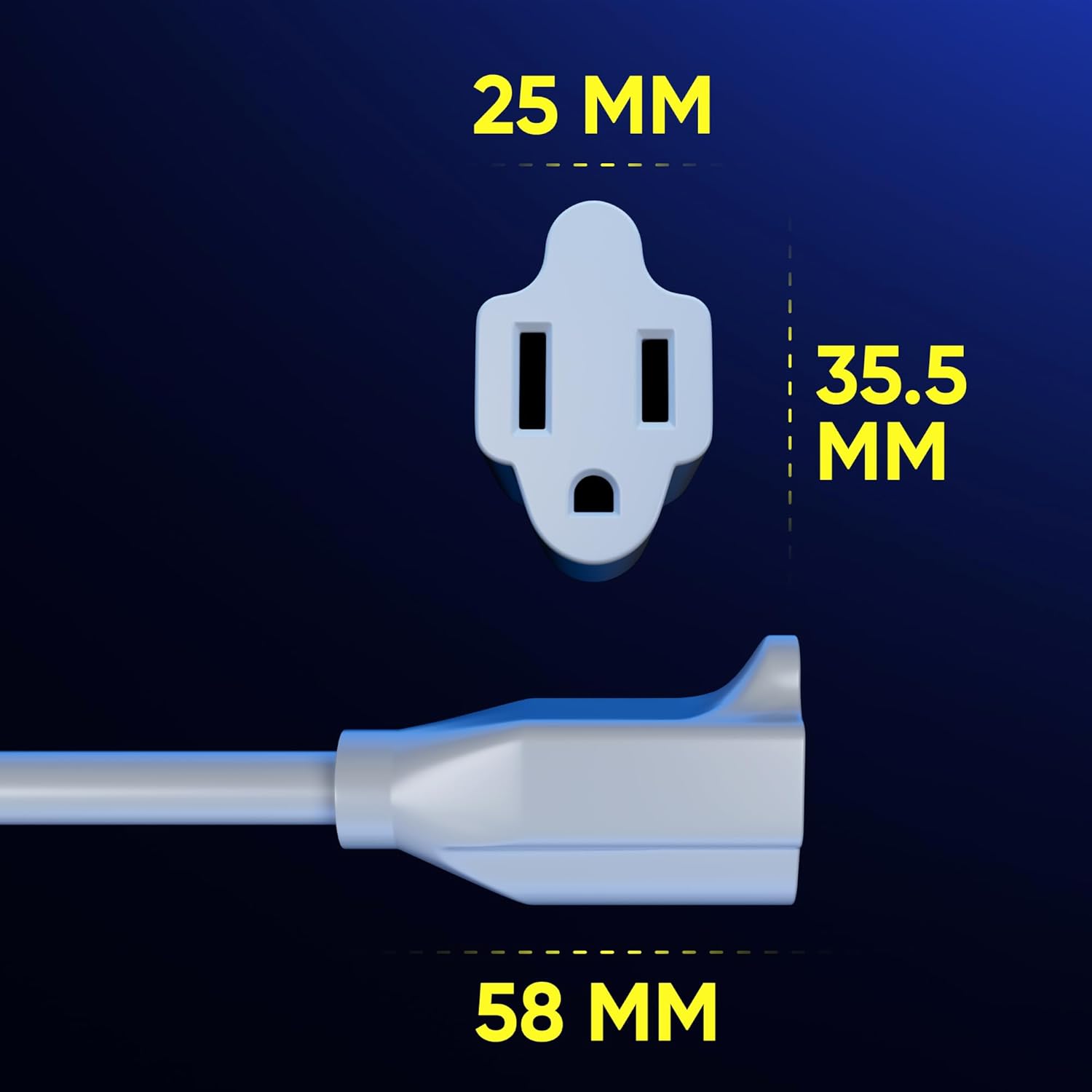 Maximm Cable 3 Feet 14Awg 360° Rotating Flat Plug Extension Cord/Wire, 3 Prong Grounded Wire, Heavy Duty Extension Cord - UL Certified - White - Image 3