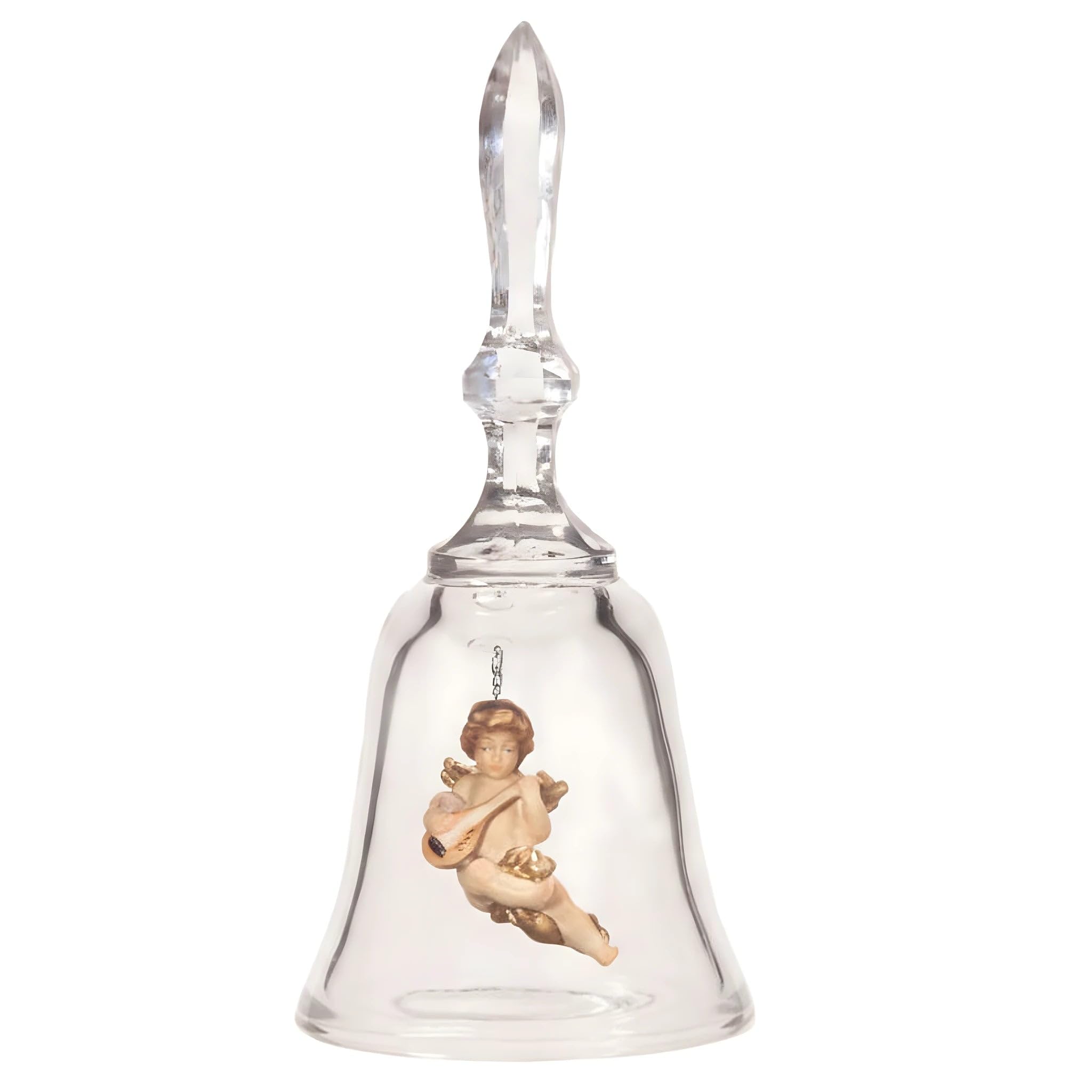 Cloche en cristal ange puté 20 cm en bois fait main symbole de paix et douceur