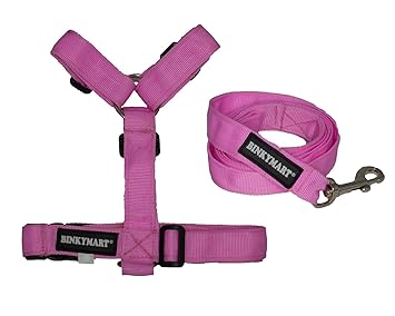 Binkymart Pink H Harness and Leash Set for Pets (Medium (M))