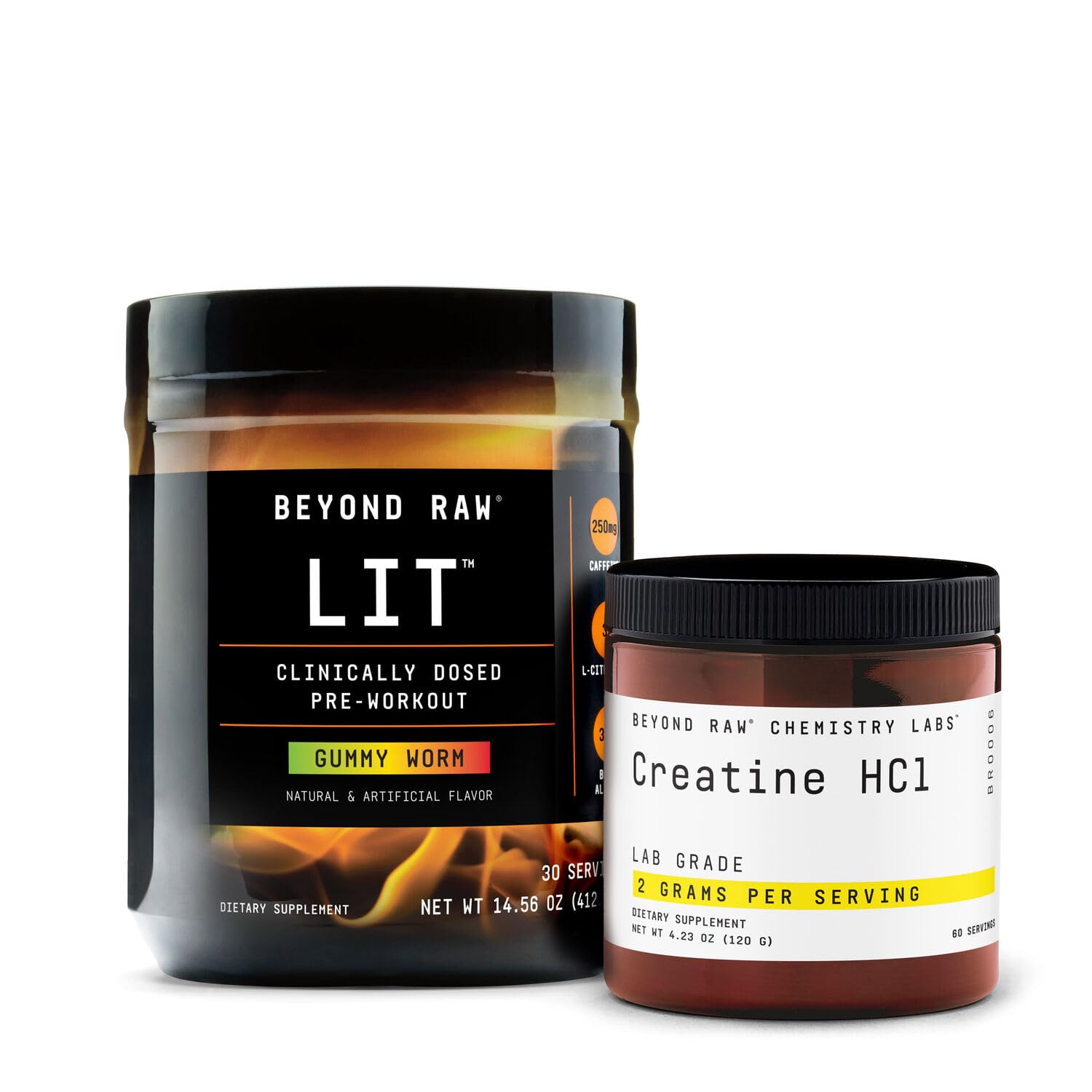 BEYOND RAWBundle: LIT PreWorkout and Chemistry Labs Creatine HCL Powder